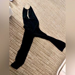 Stunning Black night out on the town jumpsuit haltered steel neck